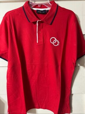 Cavalli Class Red Polo with Navy Trim and White Logo Accent